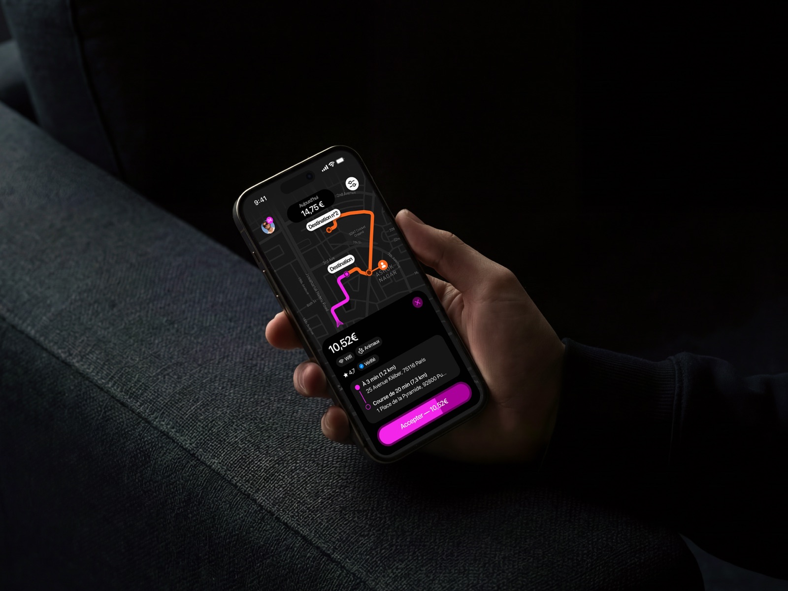 Aperçu de l'application chauffeur Veety
