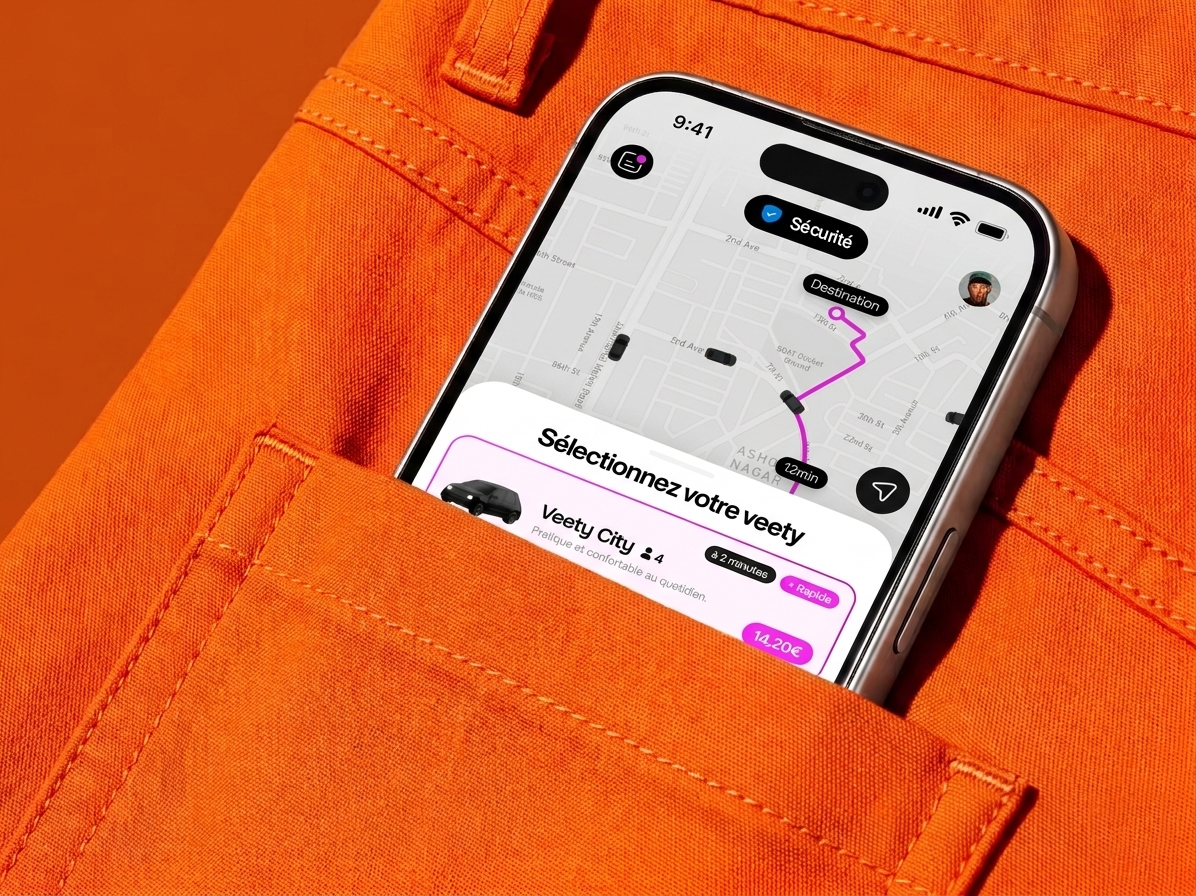 Aperçu de l'application passager Veety